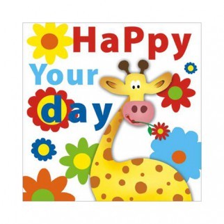 ЗНЯТІ З ВИР-ВА,Серветка33х33см (20шт) "HAPPY YOUR DAY" веселый жираф и цветы