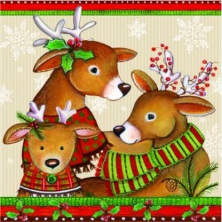 ЗНЯТІ З ВИР-ВА,Серветка33х33см (20шт) НОВЫЙ ГОД "Rudolf Family"
