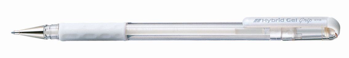 Ручка гелевая Pentel Hybrid gel Grip метал.наконечн.0,8мм БЕЛАЯ