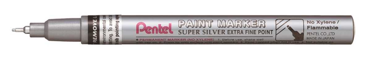 Маркер перм.покривн.кругл.наконечн.метал.корпус Paint Pentel 0,6мм СРІБЛО