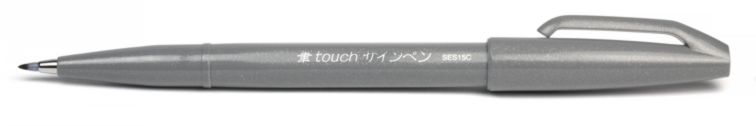 Маркер з пензличним.наконечн.Brush Sign Pen.Pentel СІРИЙ