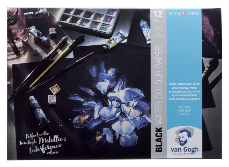 *Склейка д/акв.360гр 100% цел. альб.форм."Van Gogh"Talens 12арк.29,7х42см А3 ЧОРНА