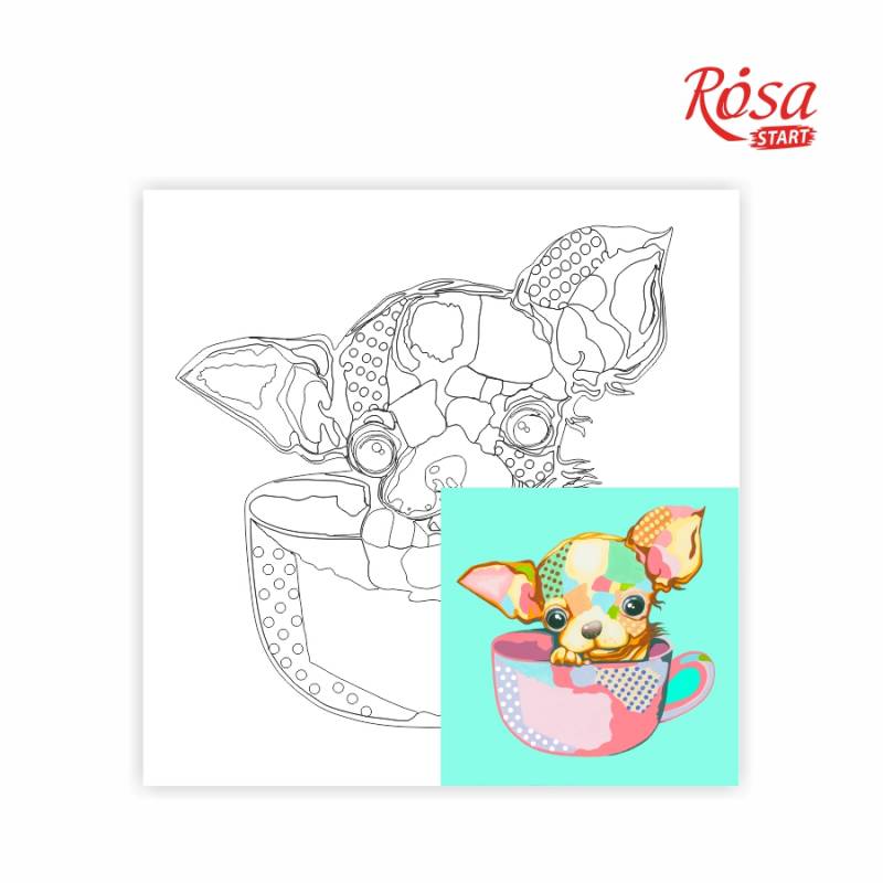 30х30 Полотно на ДВ П БАВОВНА, акрил.грунт, з малюнком під розмальовку Pop Art Puppy