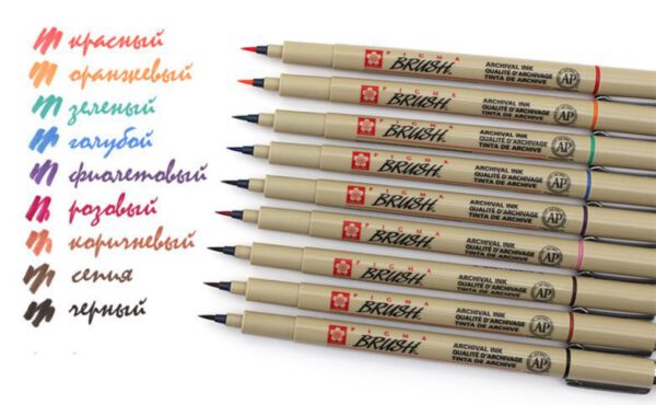 *ЗНЯТІ З ВИР-ВА,Маркер з пензл. наконечн."Pigma Brush" Sakura КОРИЧНЕВИЙ