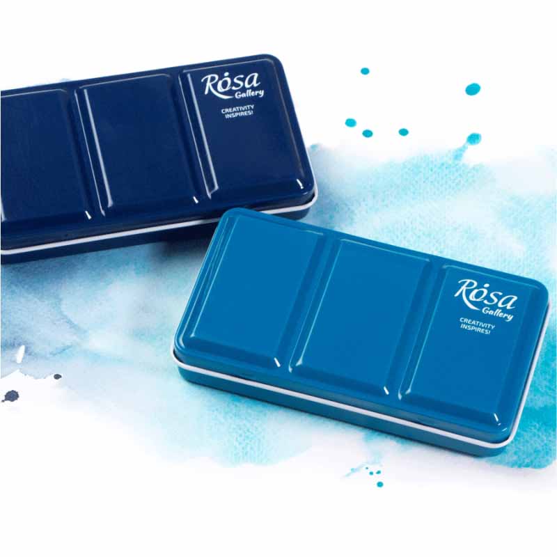 Пенал під акварель металевий на 12кювет Rosa Gallery кол.індіго