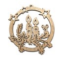 !18 НОВИЙ РІК Фігура різьблена для декору СВІЧКИ У КУЛІ підвіска (фанера 4мм) 10Х10см