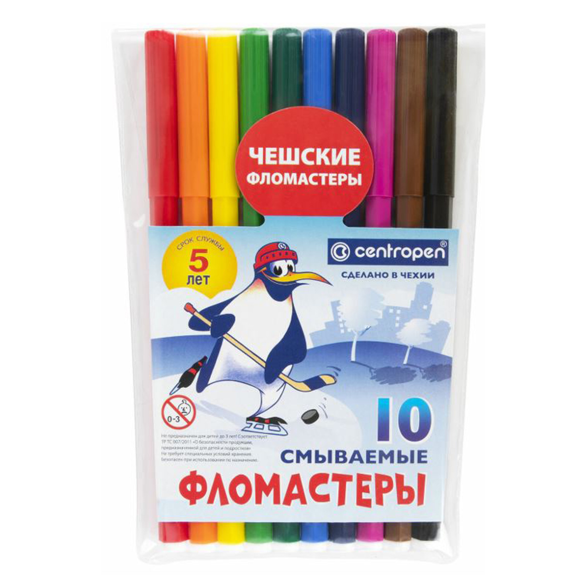 *Набір фломастерів що змиваються з вент.колп."Пінгвіни" CENTROPEN у блістері 10кол
