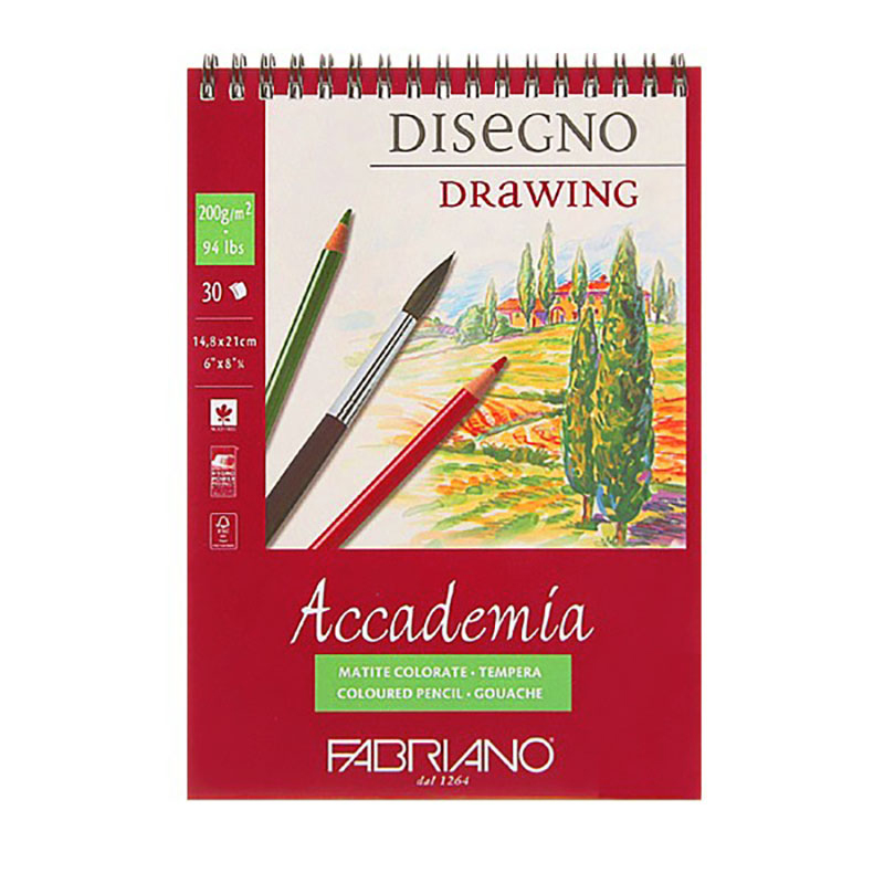 Альбом(спіраль) д/граф.200гр "Accademia" Fabriano 30арк.14,8х21см А5 БІЛИЙ