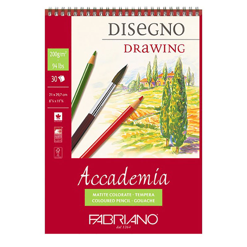 Альбом(спіраль) д/граф.200гр "Accademia" Fabriano 30арк.21х29,7см А4 БІЛИЙ