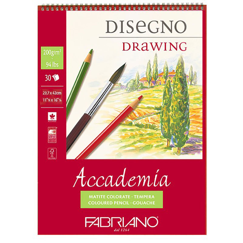 Альбом(спіраль) д/граф.200гр "Accademia" Fabriano 30арк.29,7х42см А3 БІЛИЙ