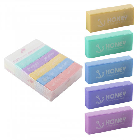 Гумка прямокутн."Honey" КОКОС 20х50х10мм кольори в асорт.. /181350