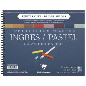Альбом (спіраль) д/пастелі 130гр др.зерно Ingres Clairefontaine 25арк 24х30см ЯСКРАВІ ВІДТІНКИ