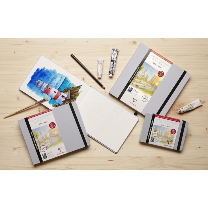 Альбом(на зшивці) д/акв.300г др.зерно 100% цел.обкл.тверда Etival Clairefontaine 24арк.10х15см А6
