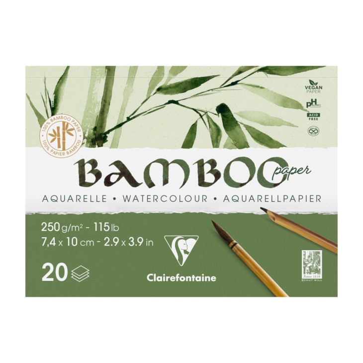 Альбом-склейка д/акв.250г др.зерно бамбук 100% Bamboo Clairefontaine 20арк.А6