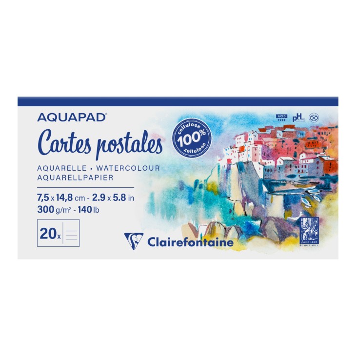 Склейка д/акв.300г сер/др.зерно 100%цел.Goldline Clairefontaine 20арк. 7,4х14,8см