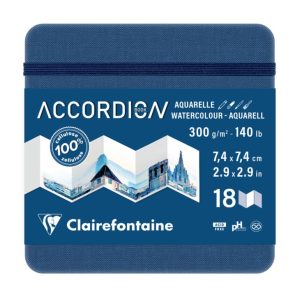 Альбом-гармошка д/акв.300г сер/др.зерно 100%цел..обкл.тверда.Goldline Clairefontaine 18стор. 7,4х7,4