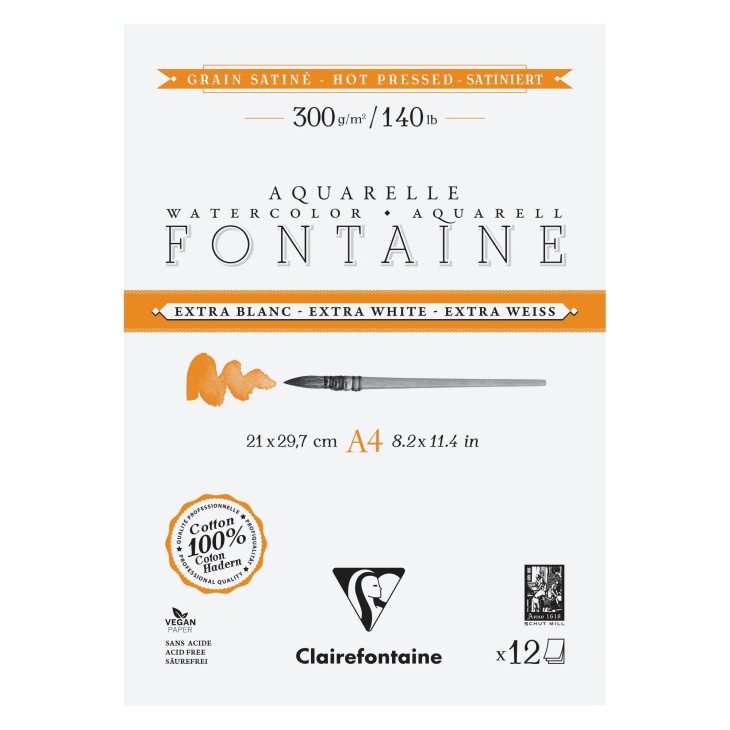 Альбом-склейка д/акв.300г сер.зерно 100% бав Fontaine Clairefontaine 12арк.А4