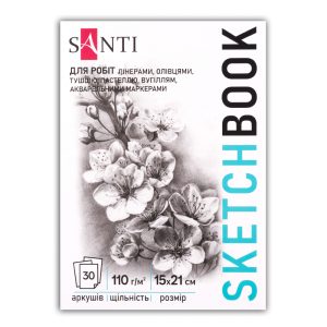 Альбом(палітура) д/граф.110г обкл.м'яка Flowers на підкладці Santi 30арк 15х21см А5 КРЕМОВИЙ