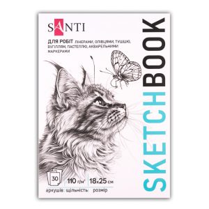 Альбом(палітура) д/граф.110г обкл.м'яка Animals на підкладці Santi 30арк 18х25см А5 КРЕМОВИЙ