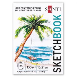 Альбом-склейка д/спирт.маркерів.130г обкл.м'яка Relax на підкладці.Santi 30арк 15х21см А5 БІЛИЙ