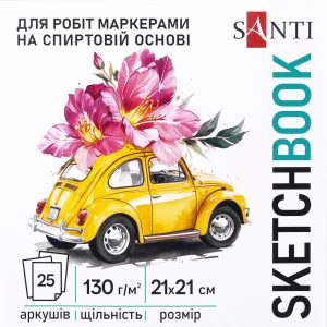 Альбом-склейка д/спирт.маркерів.130г обкл.м'яка Blossom на підкладці.Santi 25арк 21х21см БІЛИЙ