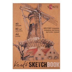 Альбом-склейка д/граф.80г обкл.м'яка крафт на підкладці.Santi 40арк 21х29,7см А4 КРАФТ