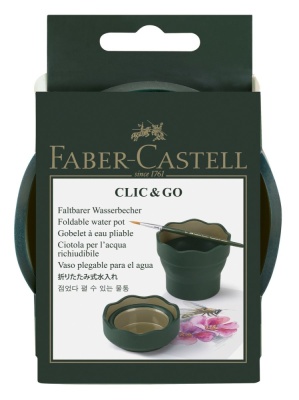 *Склянка для води складана "Clic&Go" Faber-Castell ТЕМНО-ЗЕЛЕНИЙ