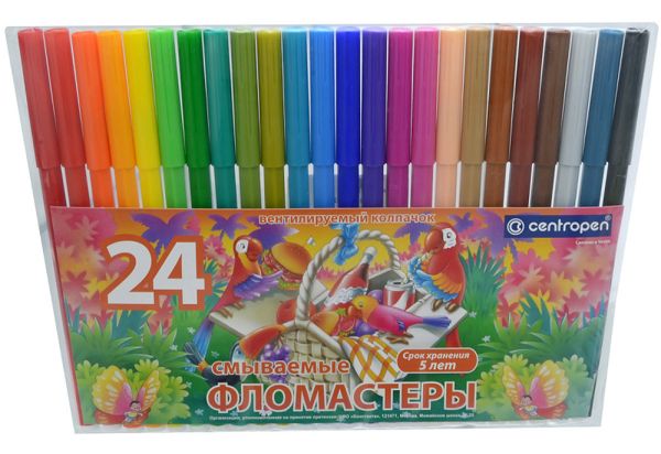 Набір фломастерів "Птахи" CENTROPEN у блістері 24кол /7790/24-87