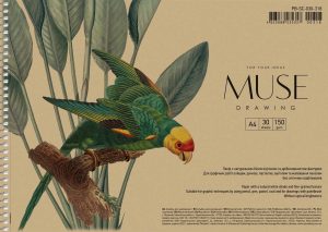Альбом(спіраль) д/граф.150гр обкл.крафт Папуга Muse 30арк.А4 КРАФТ
