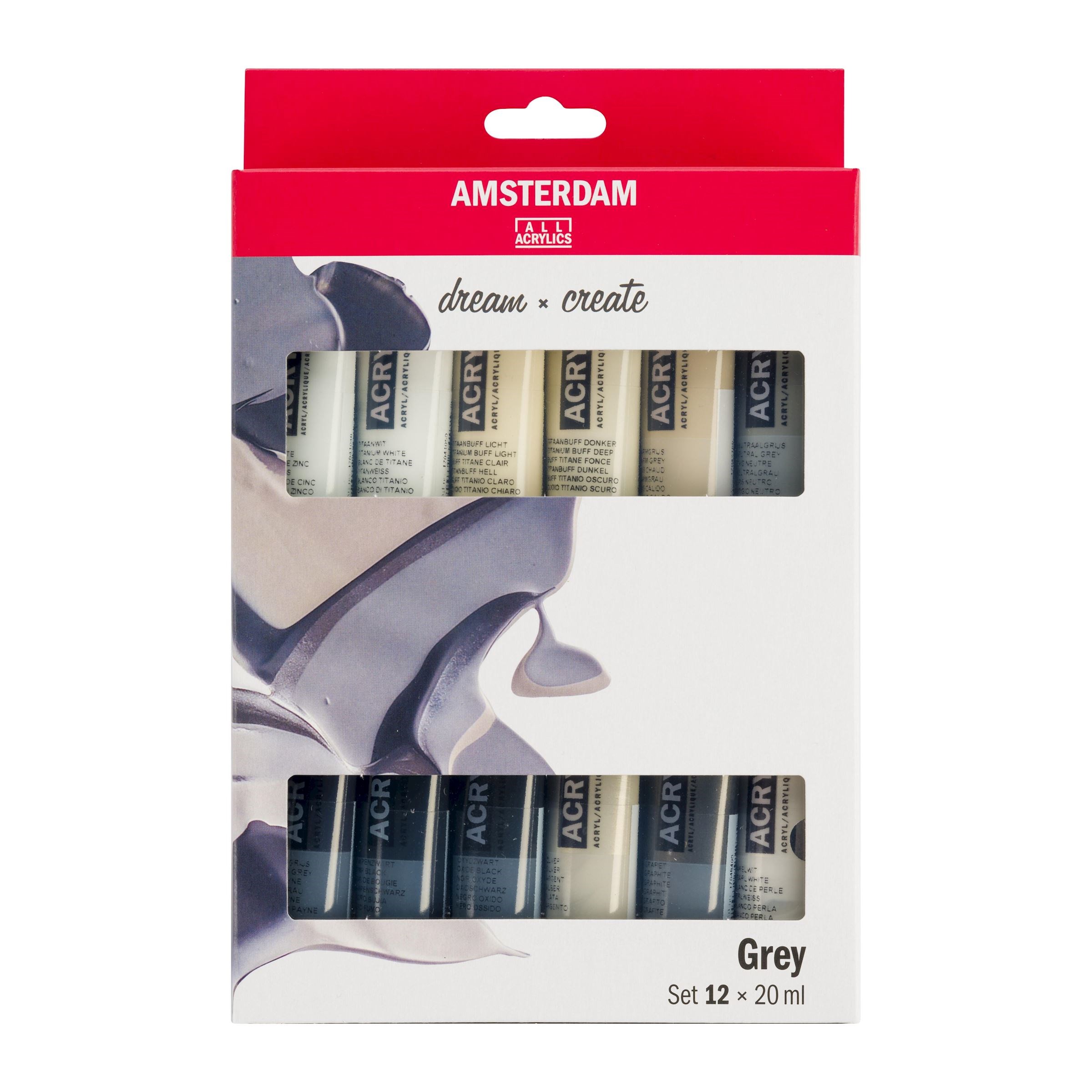 !БЕЗ ЗНИЖОК Набір фарб акрилов."Amsterdam Greys" Royal Talens у тубах у картон.кор. 12х20мл СІРІ ВІД