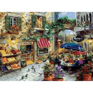 40х50см Н-р живопис за номерами "Кафешка"(холст/подр.+акрил.краски.+кисть+инструкц) у картон.упак.