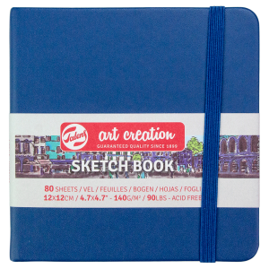 Альбом д/граф.140гр книжк.форм.обкл.тверд.темно-синя "Art Creation" Talens  80арк.12х12см